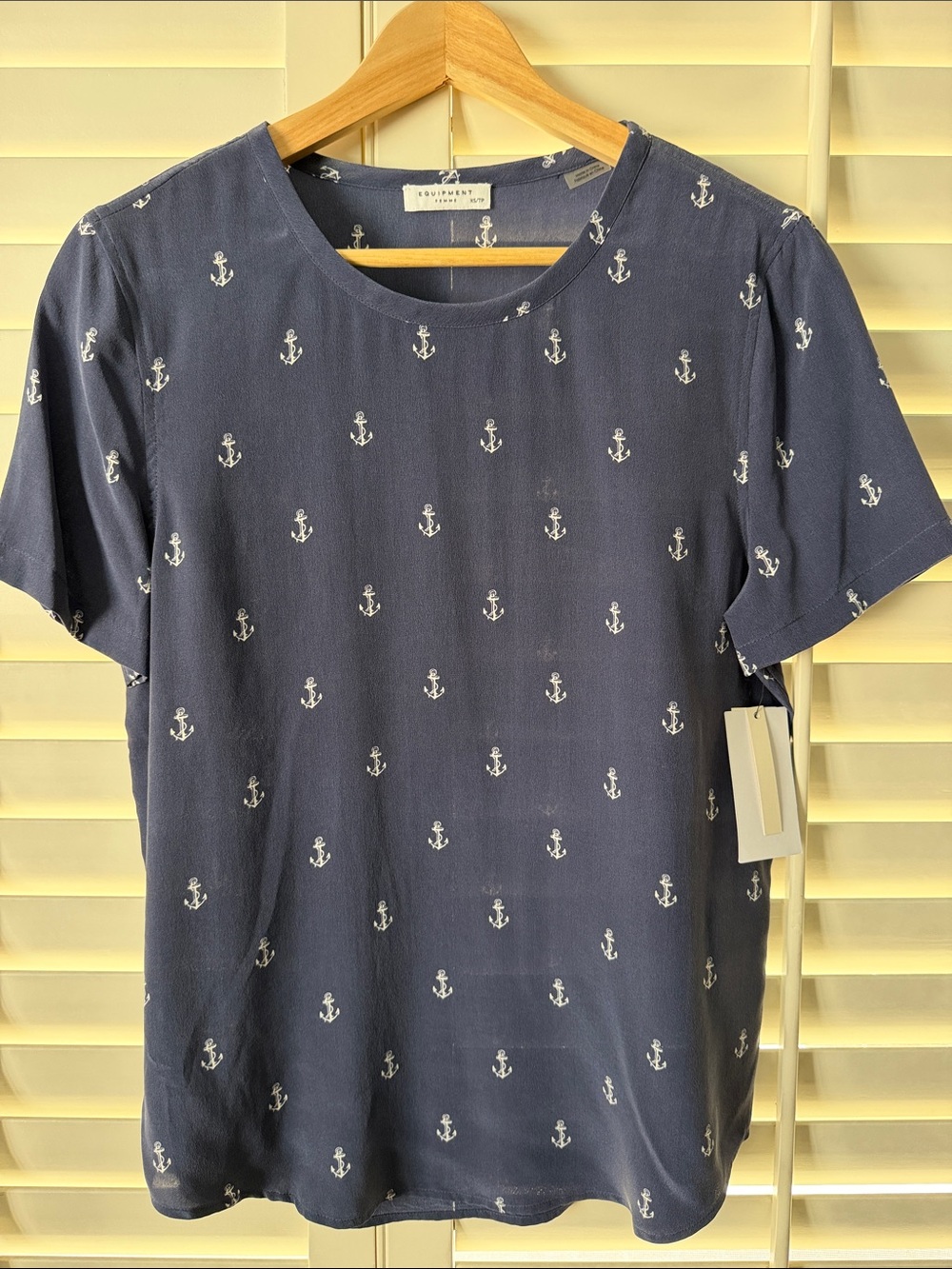 Equipment Women’s Navy Anchor Print Short-Sleeve Shirt